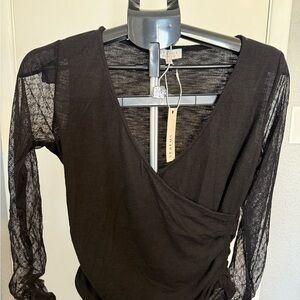 Elegant Black Wrap Blouse
